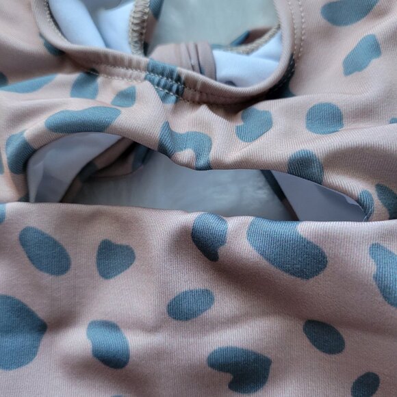 Dot Dot Smile Swimsuit Girl's Baby 6-12mo Brown Animal Print One Piece Swim NWT - Picture 2 of 3